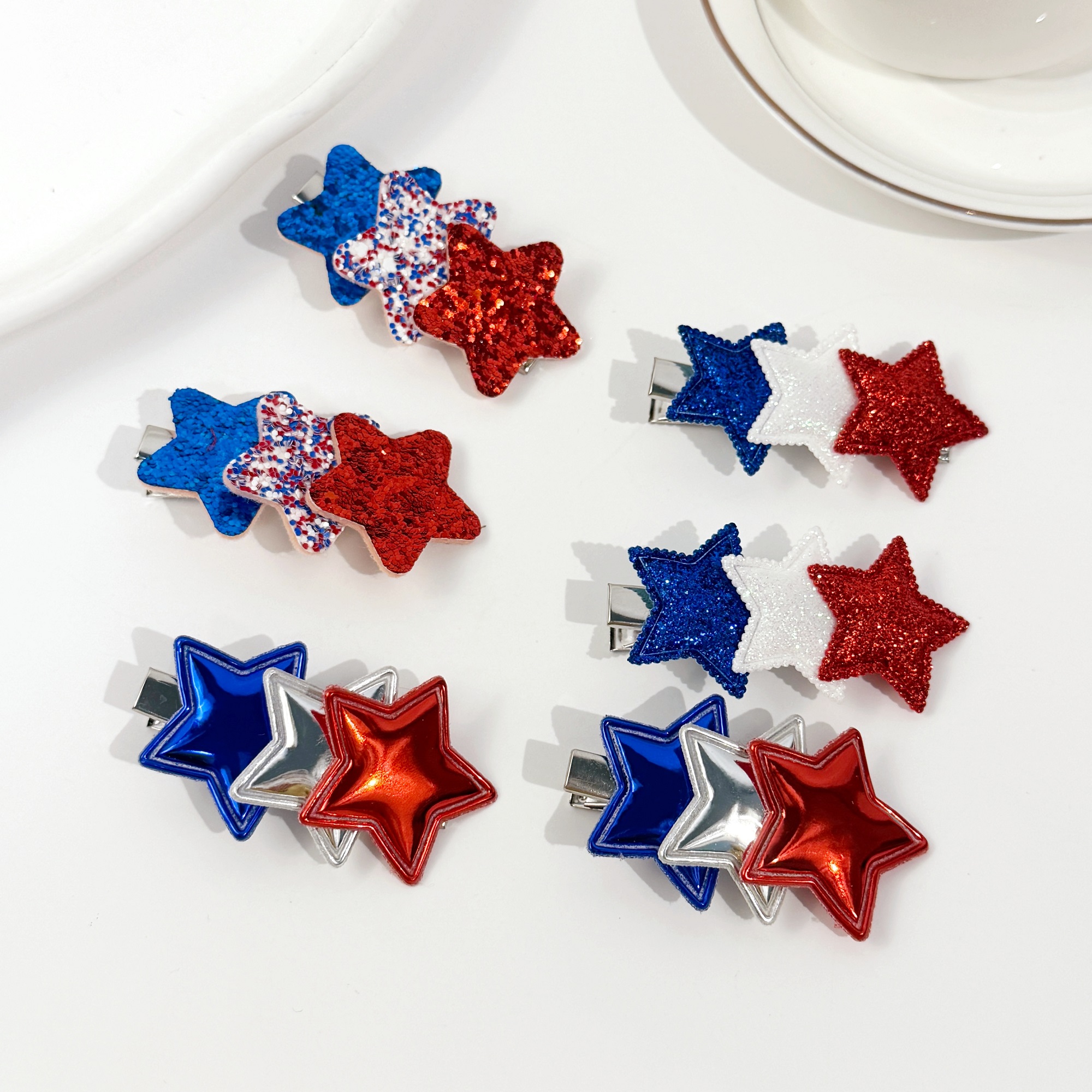 Women Accessories Usa - 6pcs Girls Glitter Star Hair Clips