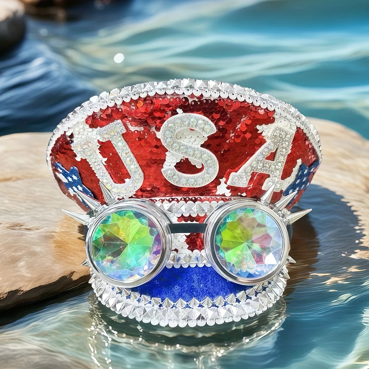 Women Accessories Usa - HongLuan USA Steampunk Captain Hat Rhinestone