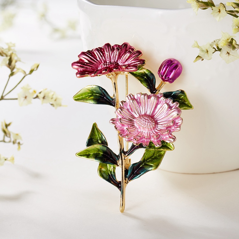 Women Accessories Bouquet - Daisy Rose Flower Enamel Pin Women
