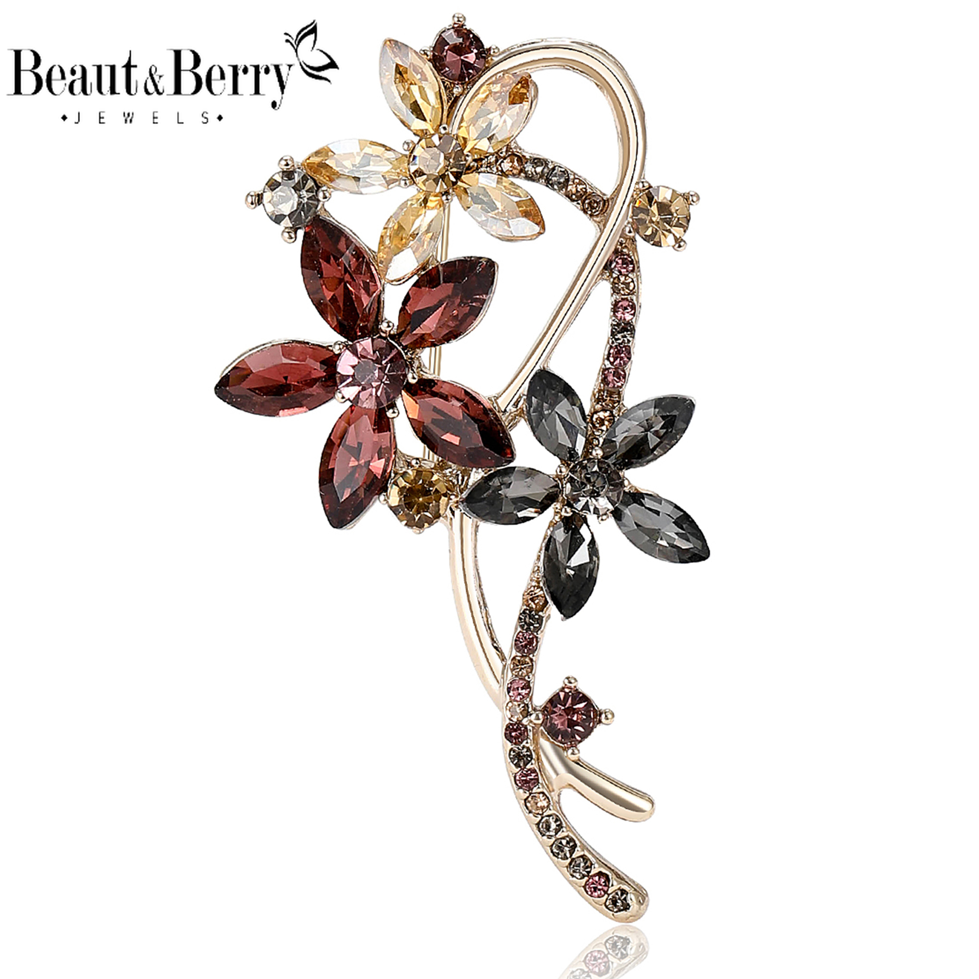 Women Accessories Bouquet - Beaut&Berry Luxury Crystal Flower Bouquet Brooches