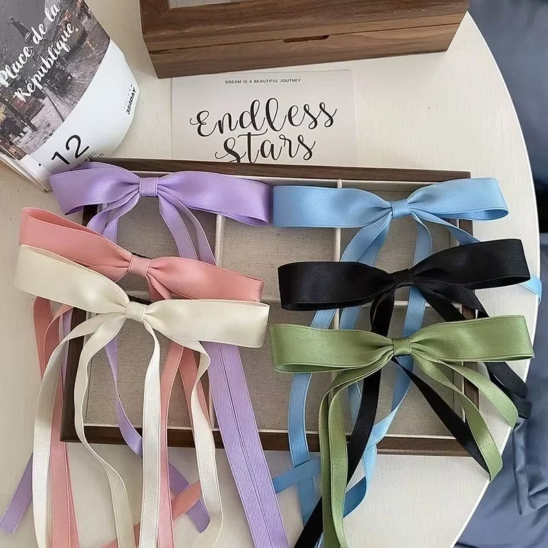Women'S Essential Accessories - New Colored Satin Ribbon Bowknot Hair