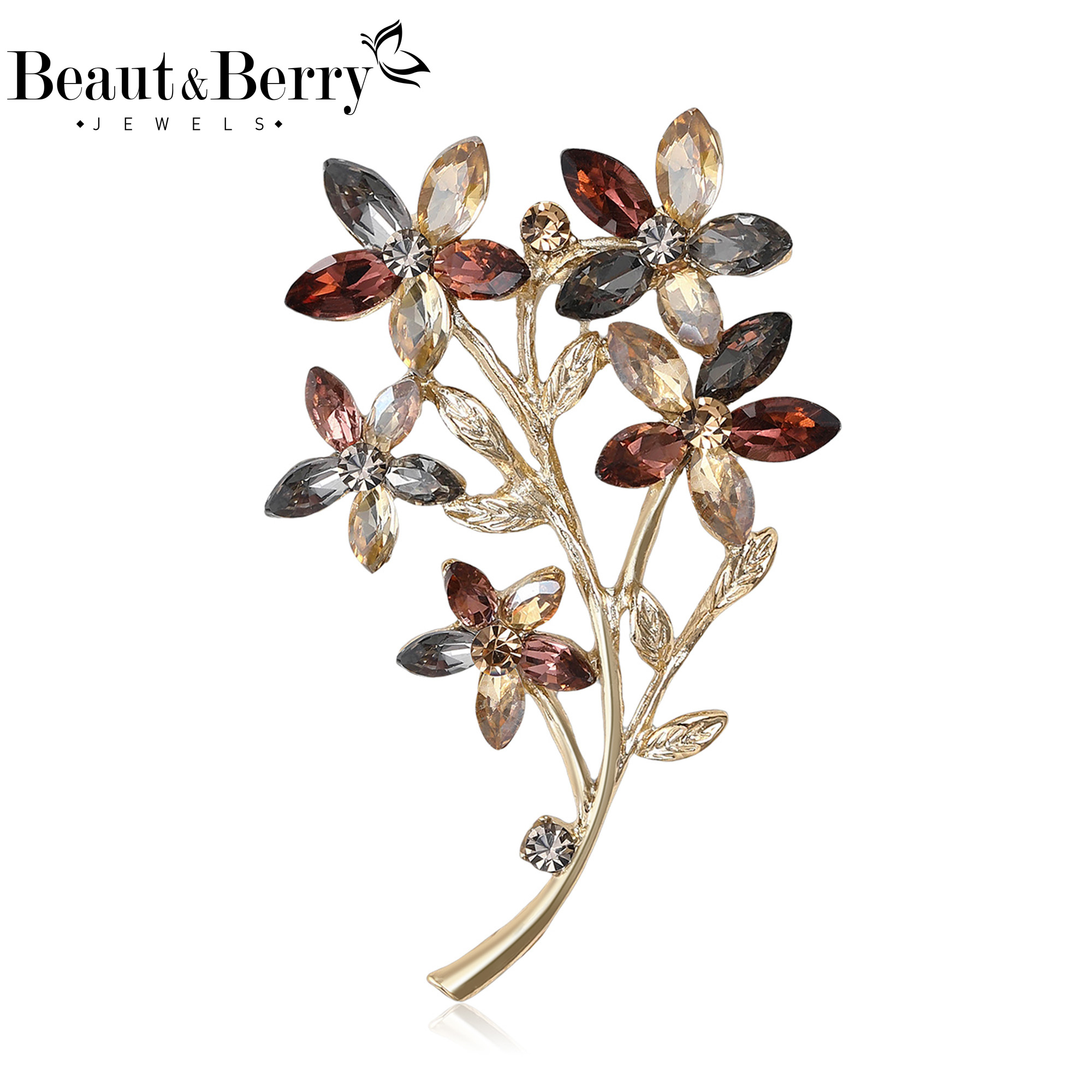 Women Accessories Bouquet - Beaut&Berry Luxury Rhinestone Flower Bouquet Brooches