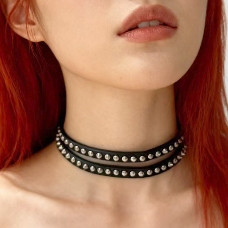Punk Jewelry Rivet Choker Leat - Women'S Accessories In The 90S reseña y precio