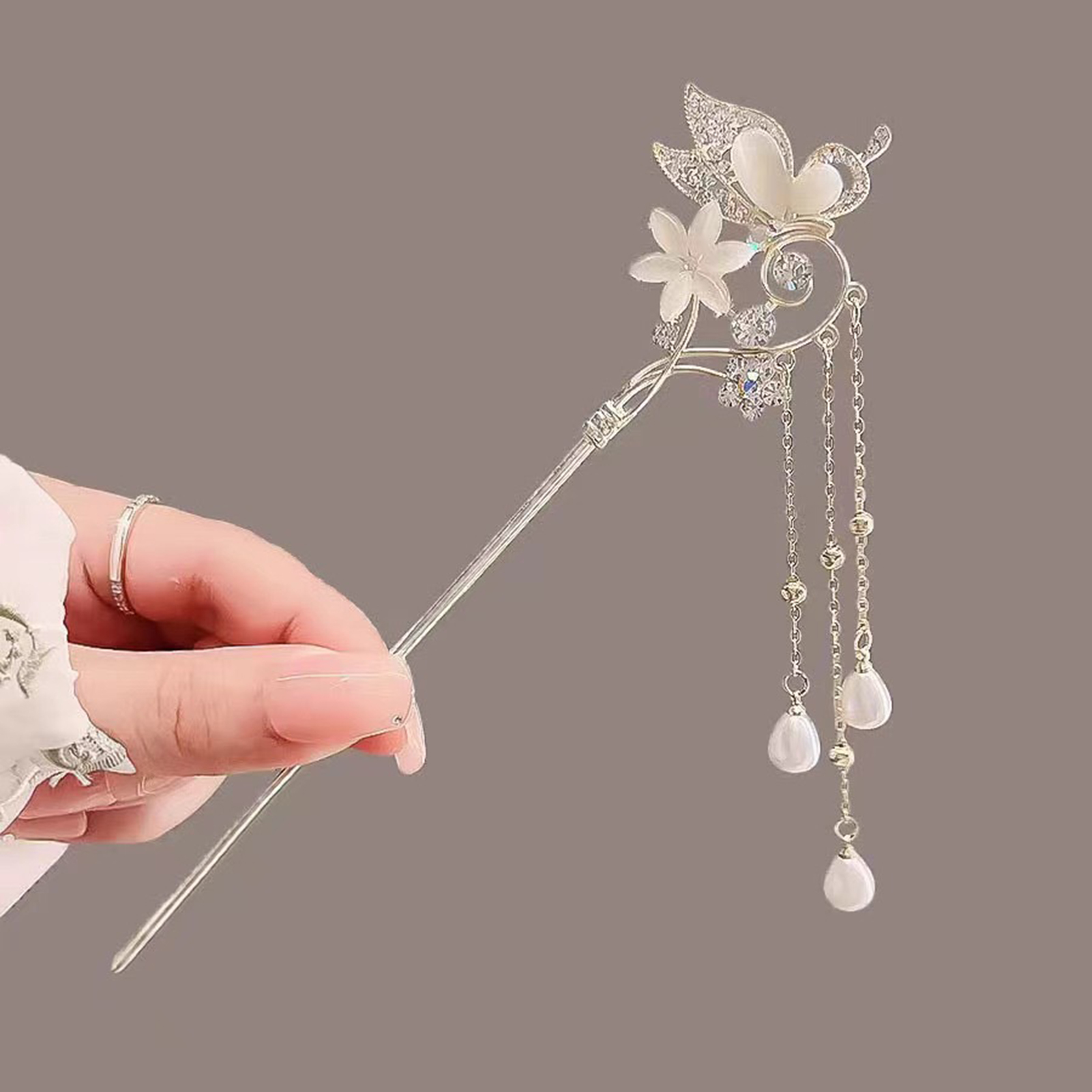 Pink Flower Butterfly Hair Pin - Hair Fork Stick reseña y precio