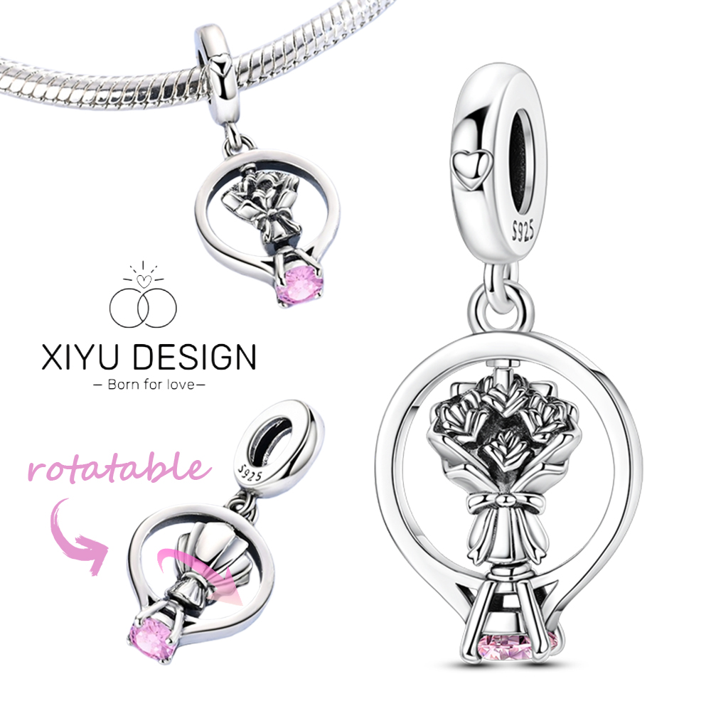 925 Silver Charm Bead Rotatabl - Women Accessories Bouquet reseña y precio