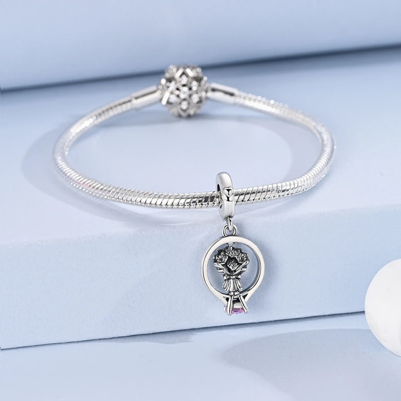 925 Silver Charm Bead Rotatabl - Women Accessories Bouquet reseña y precio