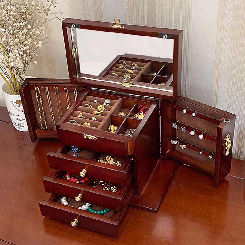 Wood Jewelry Box Velvet Drawer - Women Accessories Drawer reseña y precio