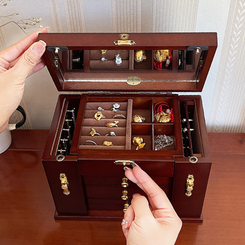 Wood Jewelry Box Velvet Drawer - Women Accessories Drawer reseña y precio