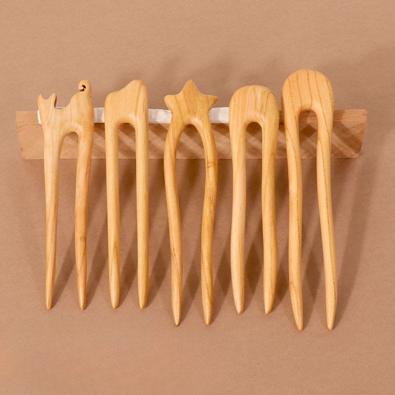 Peach Wood U-shaped Hairpin An - Hair Fork Stick reseña y precio