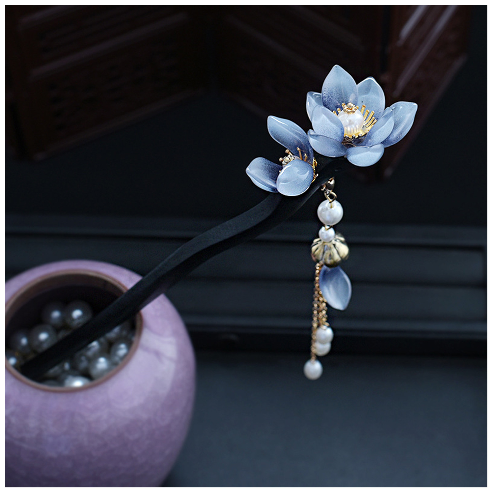 Blue Flower Hair Stick Vintage - Hair Fork Stick reseña y precio