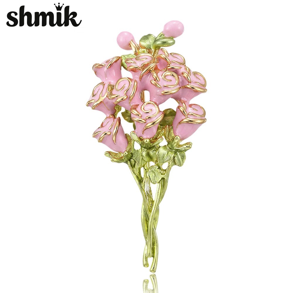 Pink Enamel Rose Bouquet Brooc - Women Accessories Bouquet reseña y precio