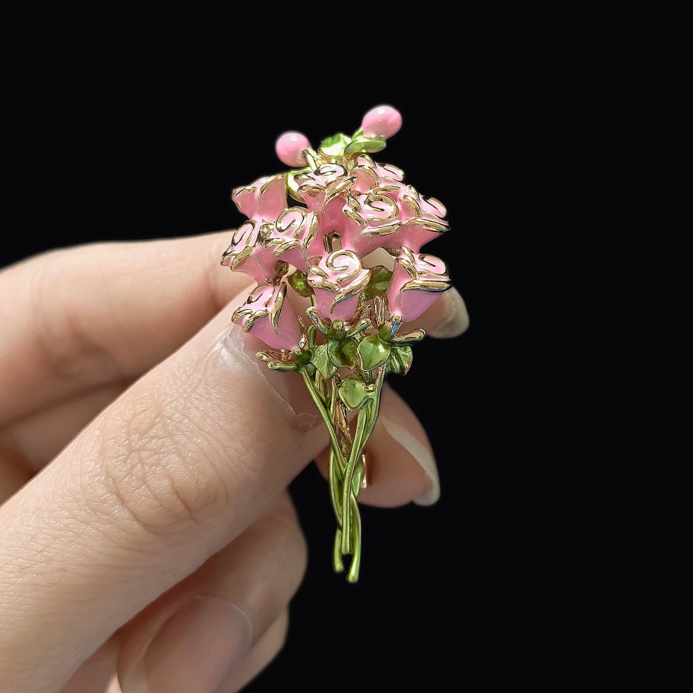 Pink Enamel Rose Bouquet Brooc - Women Accessories Bouquet reseña y precio