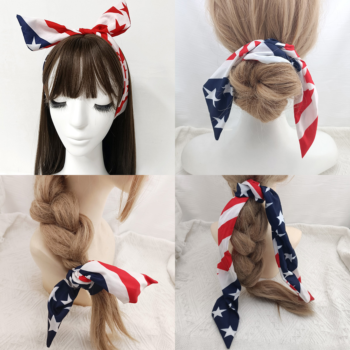 1 PCS USA Flag Hair Scrunchies - Women Accessories Usa reseña y precio