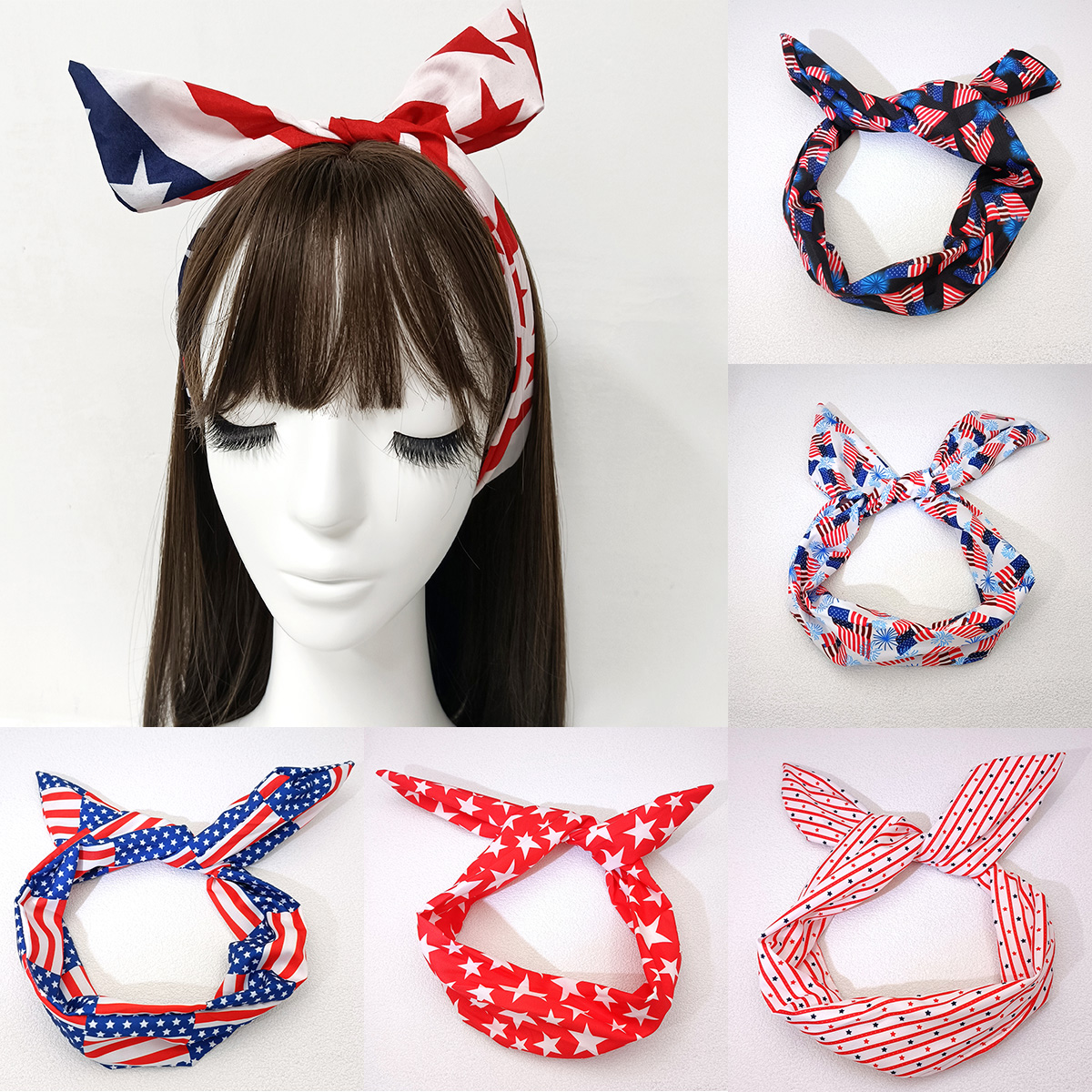 1 PCS USA Flag Hair Scrunchies - Women Accessories Usa reseña y precio