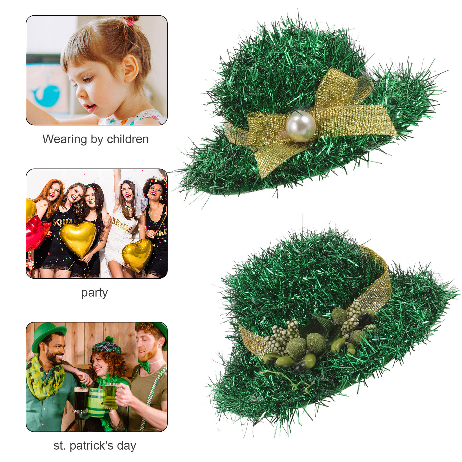 2Pcs Green Hat Hair Clips Top  - Women Accessories Bouquet reseña y precio