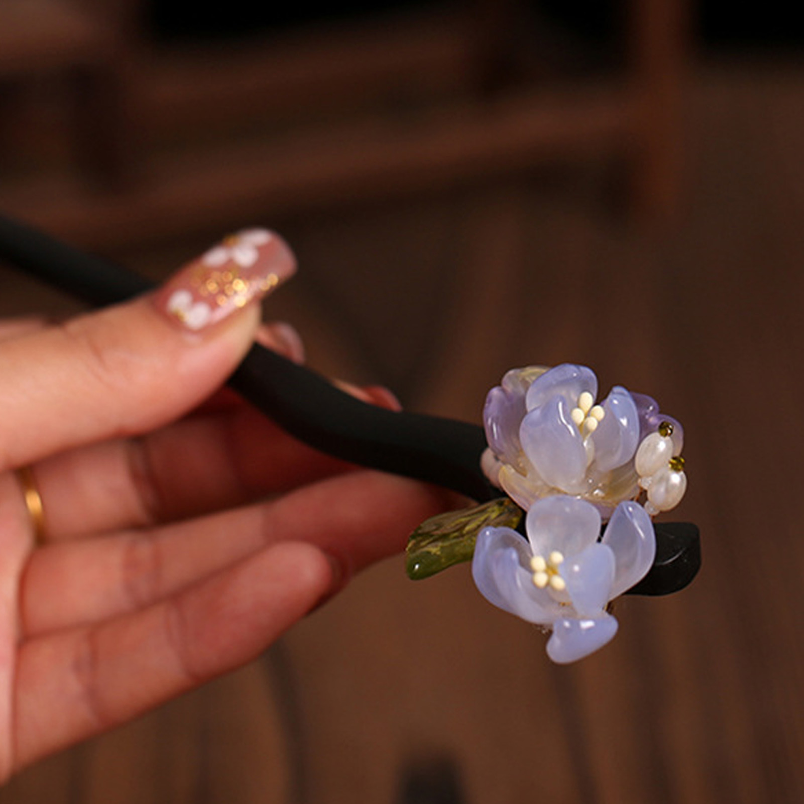 Vintage Wooden Flower Hairpin  - Hair Fork Stick reseña y precio
